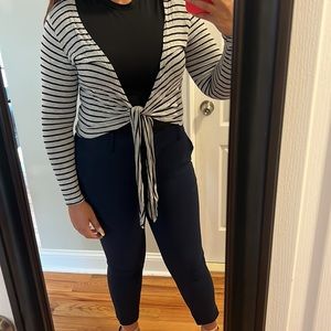 Gray and navy blue striped Cardigan